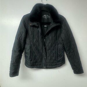 Sun Mountain Women’s Alpine Quilted Jacket Faux Fur Collar Black Small Golf D